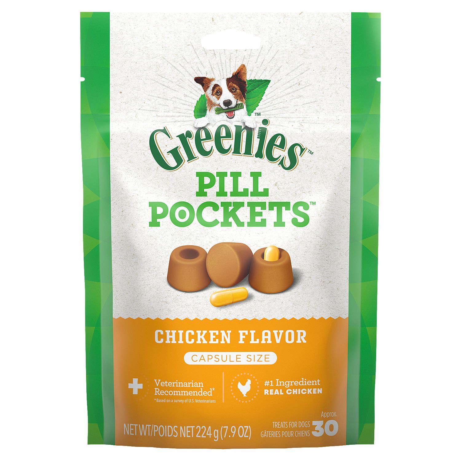 Greenies Pill Pockets Chicken Flavor Treats for Dogs, 7.9 oz