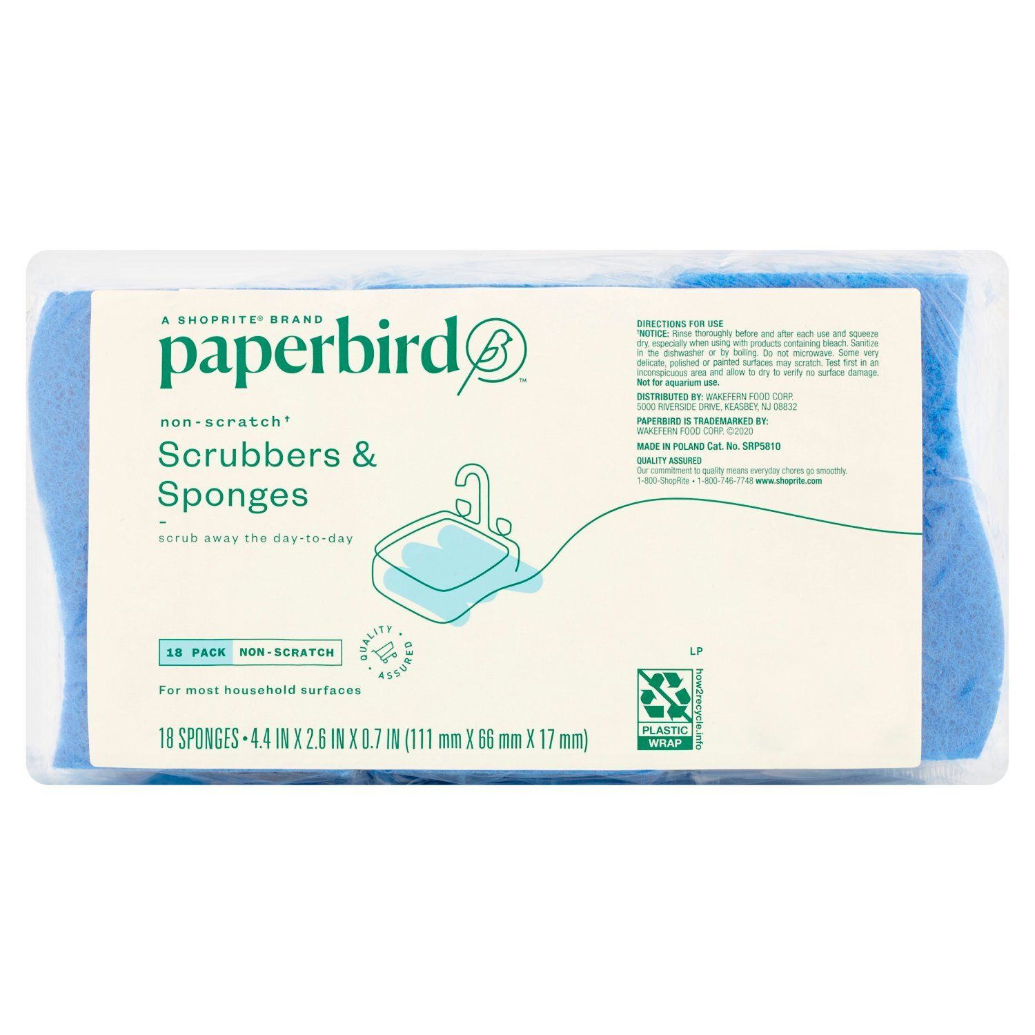 Paperbird Non-Scratch Scrubbers &amp; Sponges, 18 count