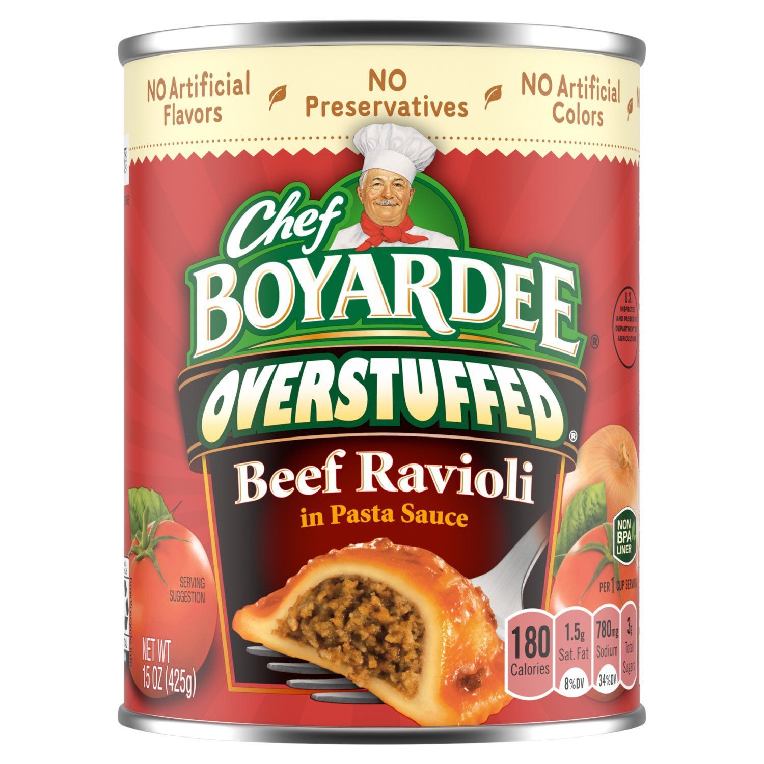 Chef Boyardee Overstuffed Beef Ravioli in Pasta Sauce, 15 oz