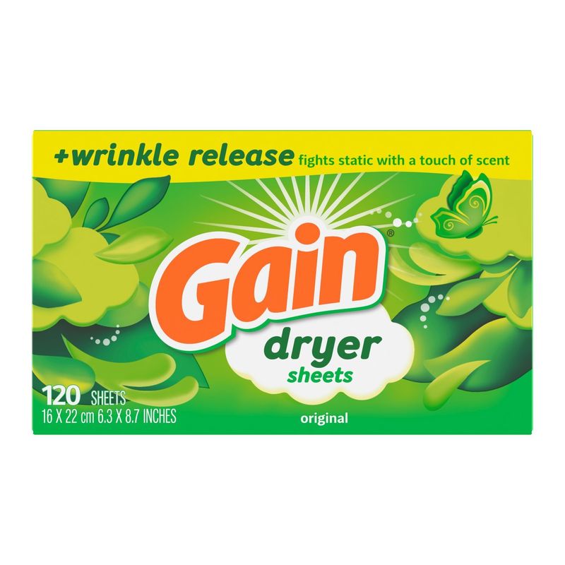 Gain dryer sheets Plus Wrinkle Release, Original Scent, 120 Count, Fights static with a touch of sc