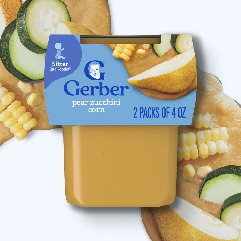 Gerber 2nd Foods Pear Zucchini Corn Baby Food, Sitter, 4 oz, 2 count