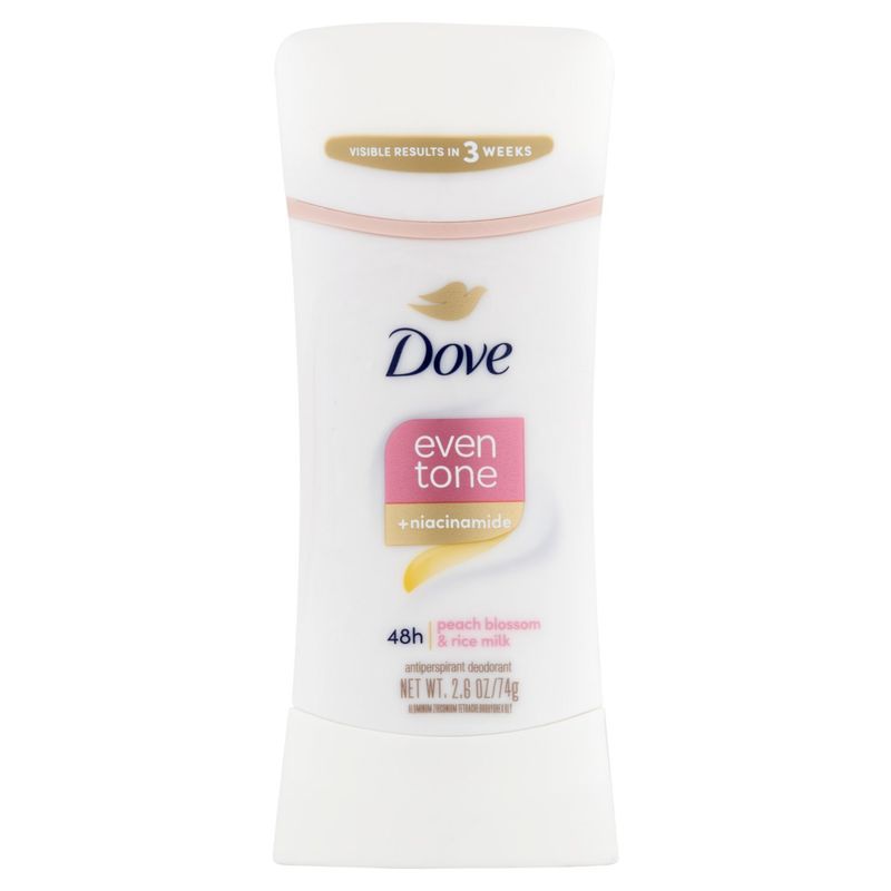 Dove Even Tone 48h Peach Blossom &amp; Rice Milk Antiperspirant Deodorant, 2.6 oz