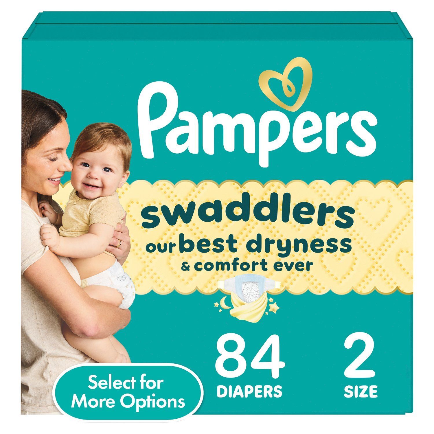 Pampers Swaddlers Diapers, Size 2, 10-22 lbs, 84 count