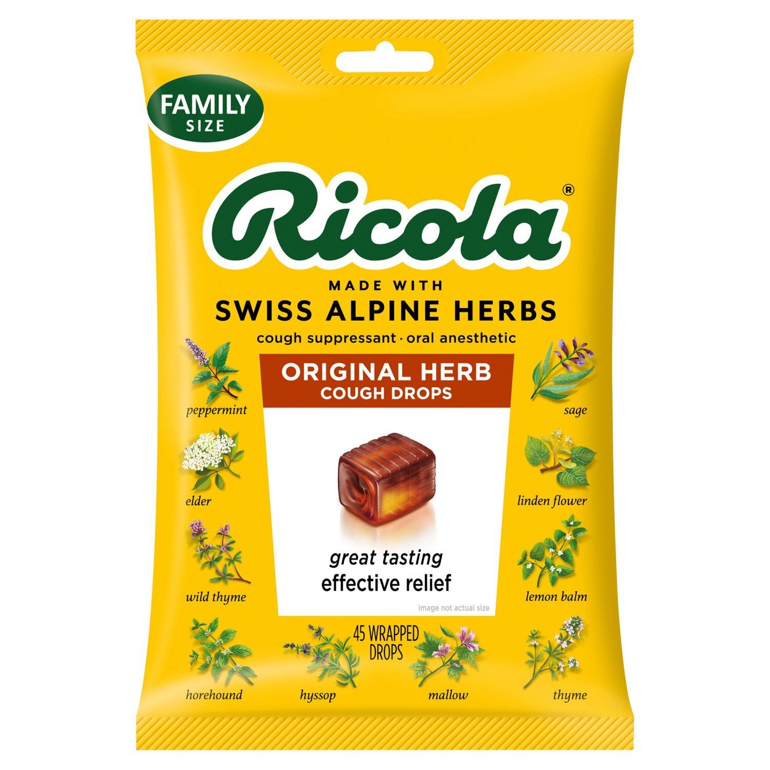 Ricola Original Herb Cough Drops Family Size, 45 count