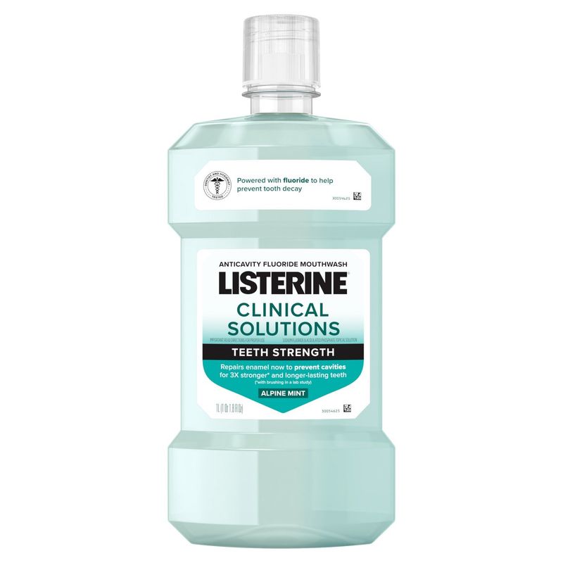 Listerine Clinical Solutions Teeth Strength Alpine Mint Anticavity Fluoride Mouthwash, 1.8 fl oz