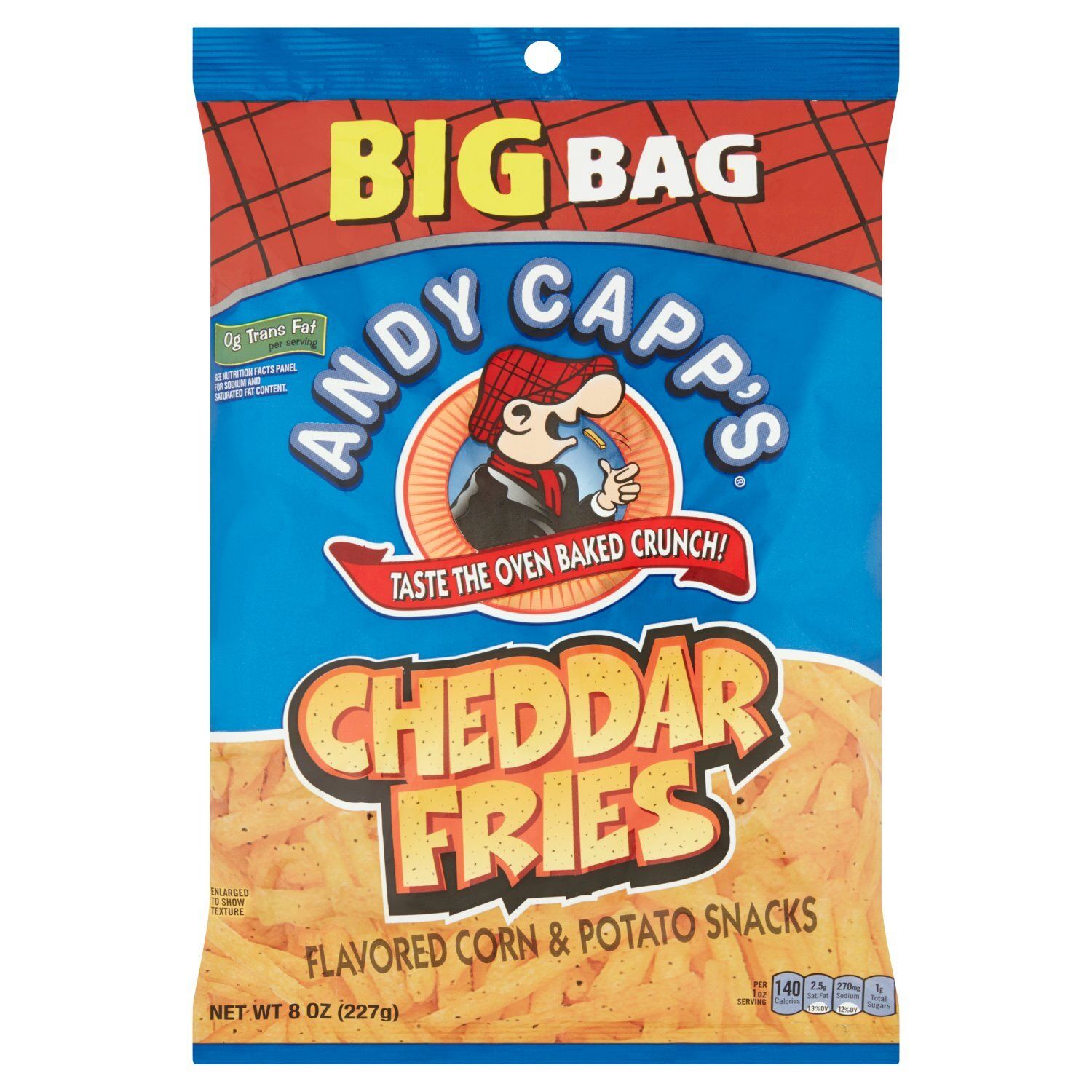 Andy Capp's Cheddar Fries Flavored Corn &amp; Potato Snacks, 8 oz