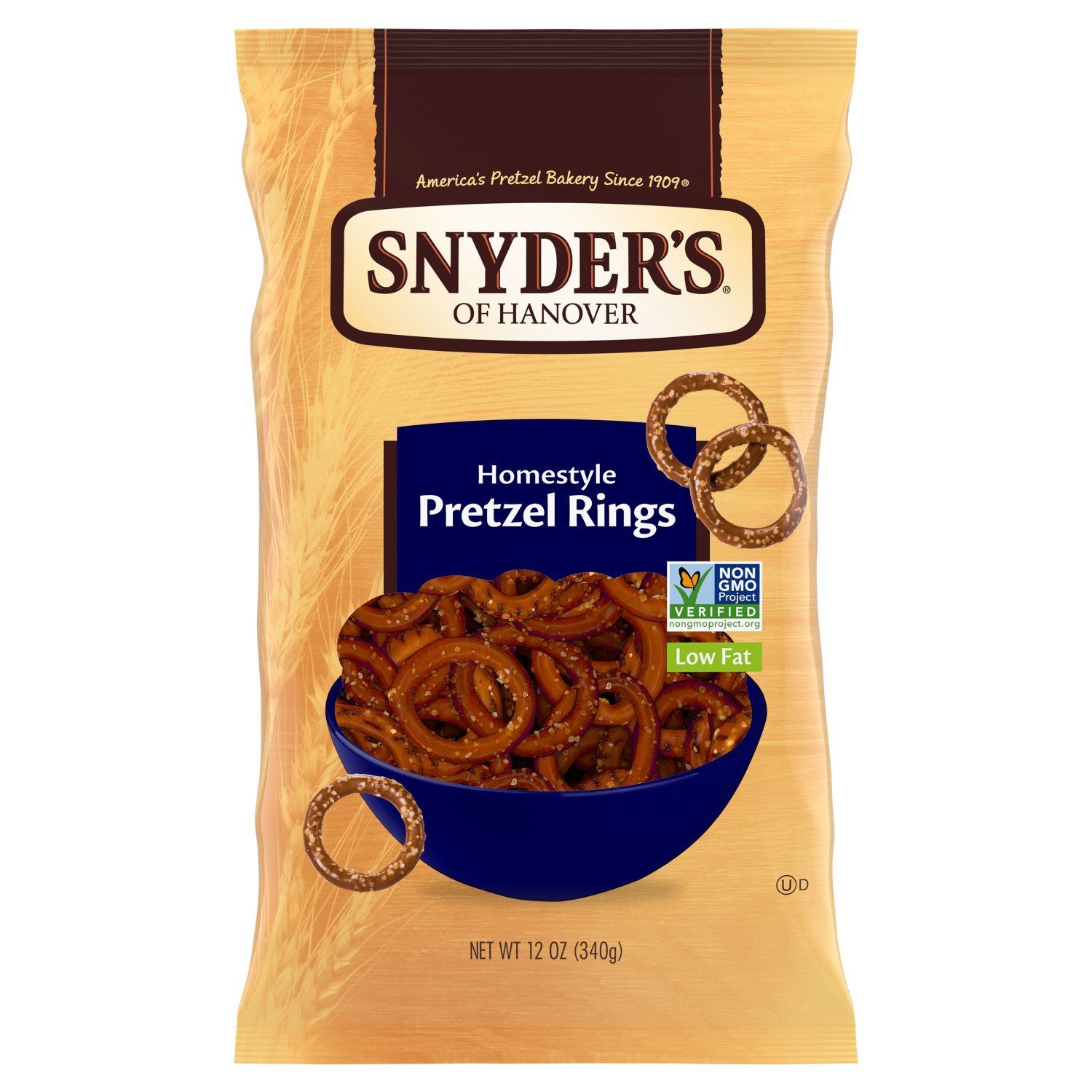 Snyder's of Hanover Low Fat Homestyle Pretzel Rings, 12 oz
