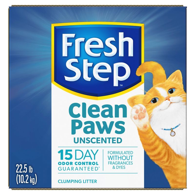 Fresh Step Clean Paws Unscented Clumping Litter, 22.5 lb