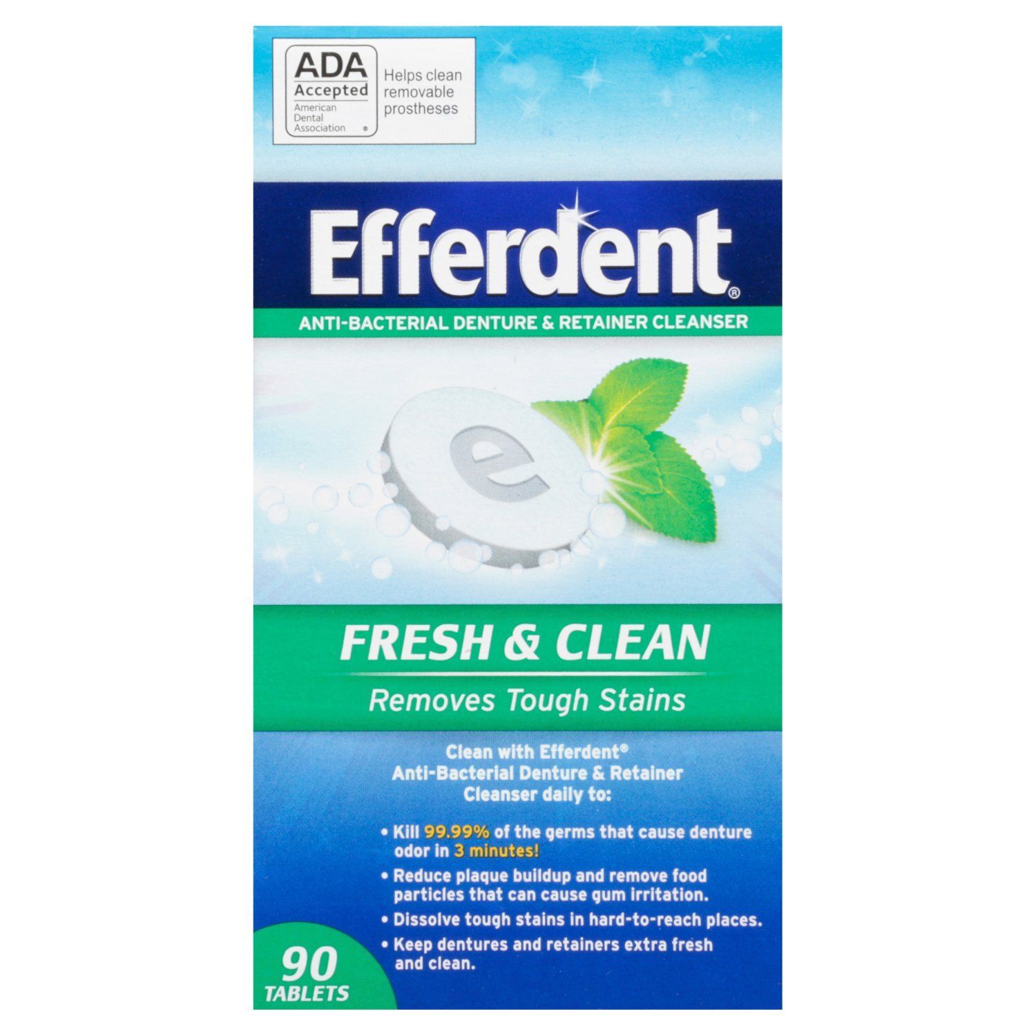 Efferdent Fresh &amp; Clean Anti-Bacterial Denture and Retainer Cleanser Tablets, 90 count