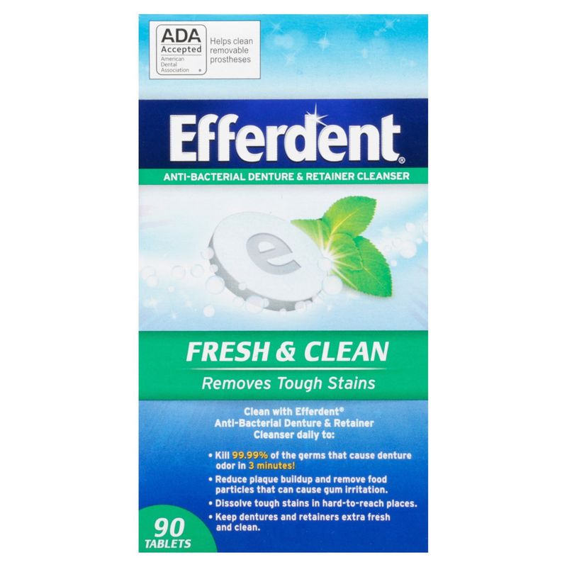Efferdent Fresh &amp; Clean Anti-Bacterial Denture and Retainer Cleanser Tablets, 90 count