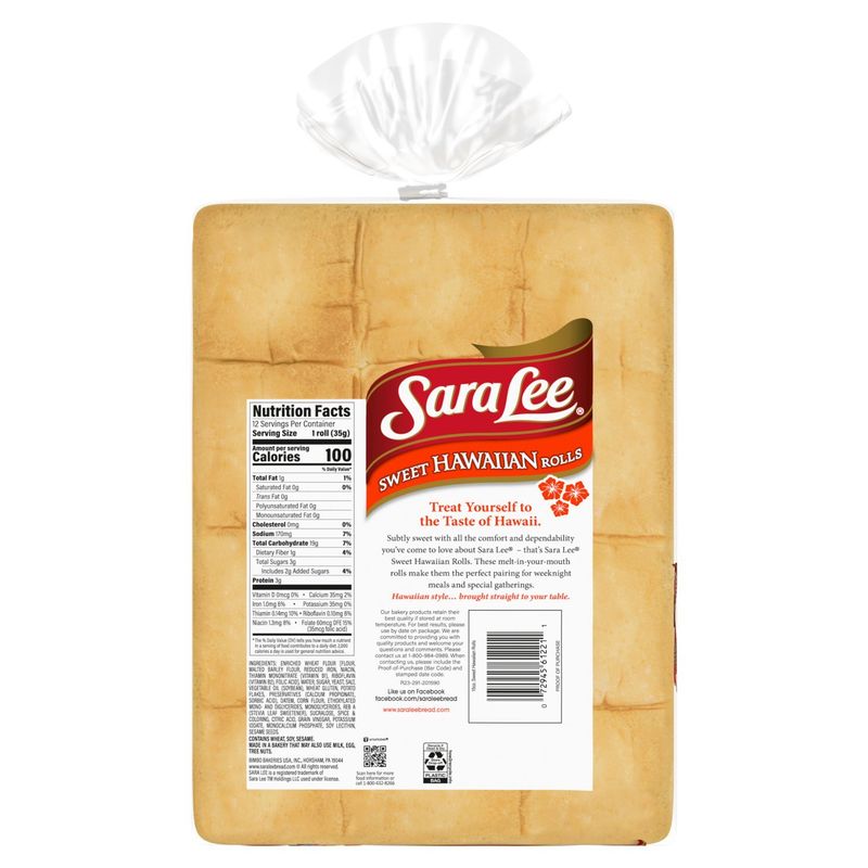Sara Lee Sweet Hawaiian Rolls, 12 count, 15 oz