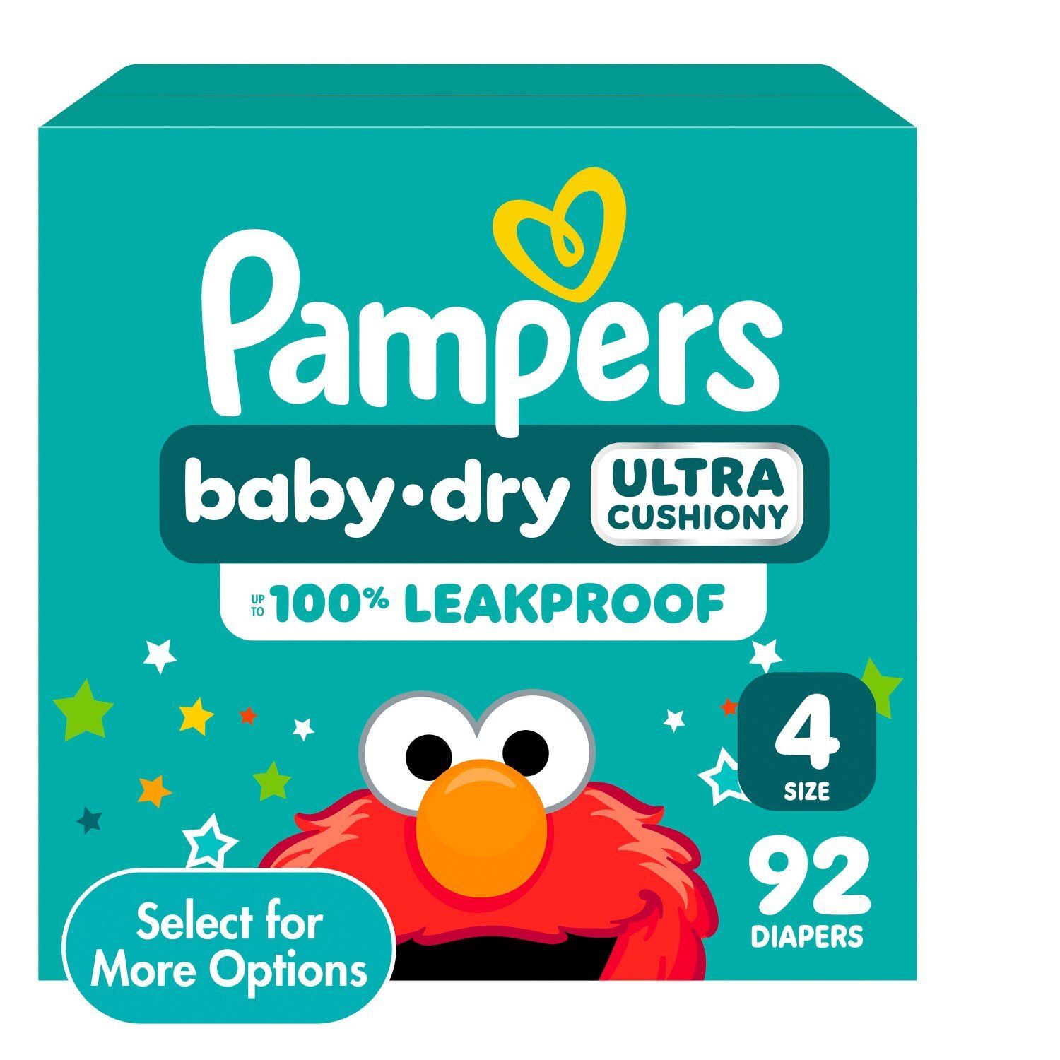 Pampers Baby-Dry Ultra Cushiony Diapers, Size 4, 15-34 lbs, 92 count