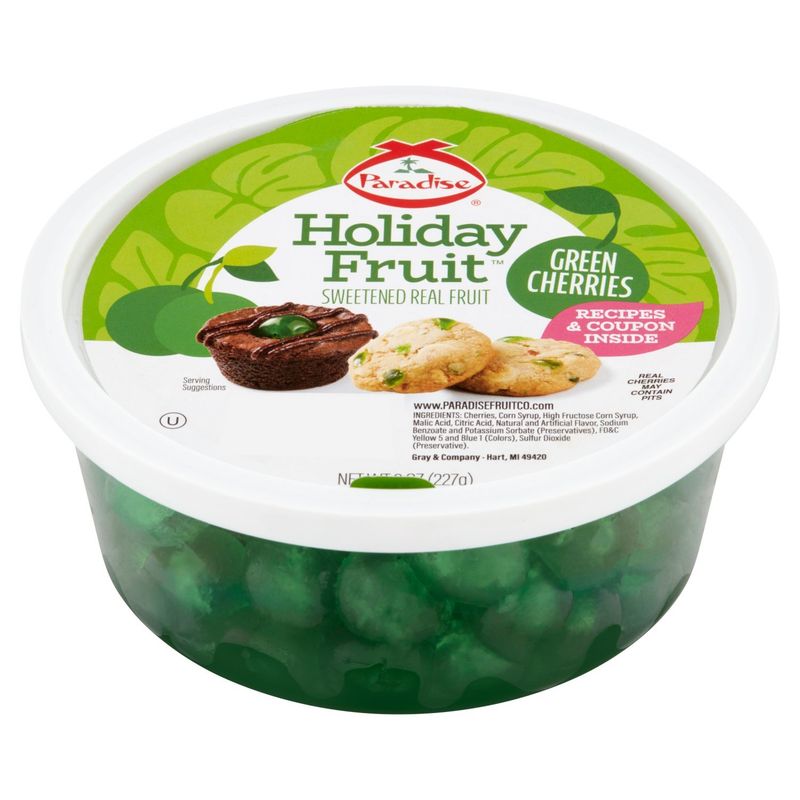 Paradise Holiday Fruit Green Cherries, 8 oz