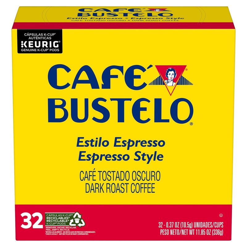 Café Bustelo Espresso Style Dark Roast Coffee K-Cup Pods, 0.37 oz, 32 count