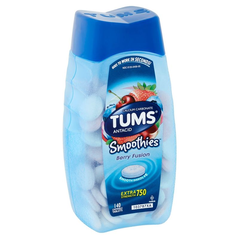 Tums Smoothies Berry Fusion Extra Strength 750 Chewable Tablets, 140 count