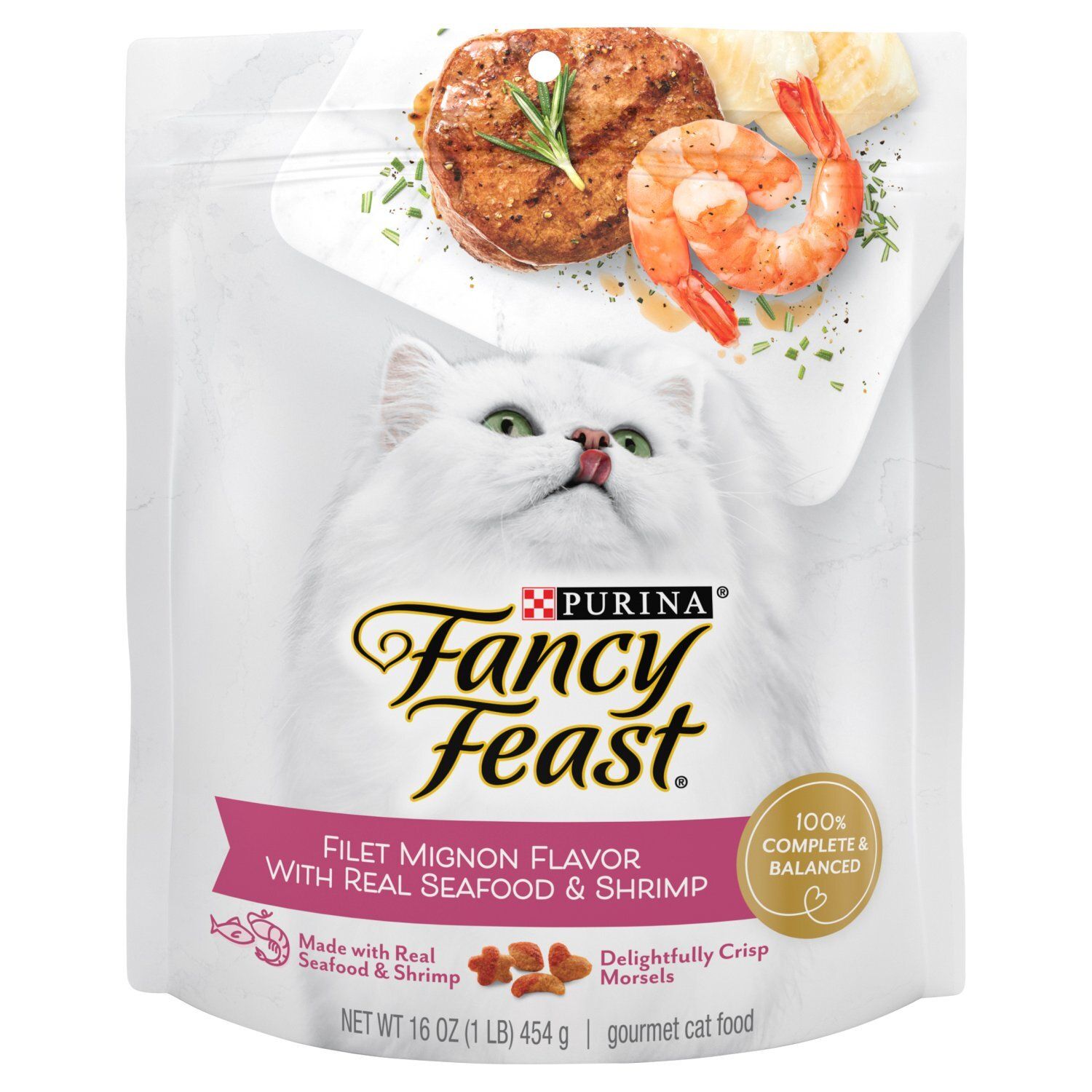 Purina Fancy Feast Filet Mignon Flavor with Real Seafood &amp; Shrimp Gourmet Cat Food, 16 oz