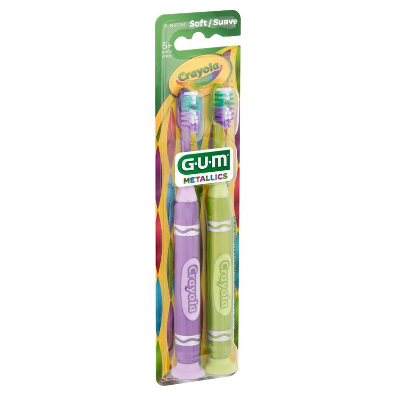 Crayola Gum Soft Metallics Suction Cup Toothbrush, 2 count