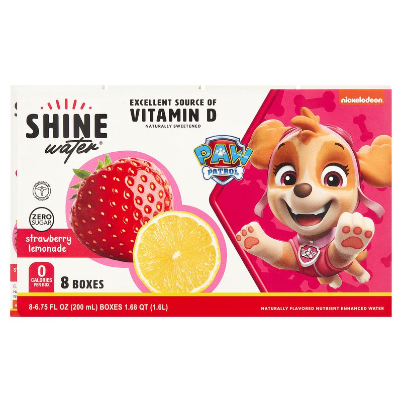 Nickelodeon Shine Water Zero Sugar Strawberry Lemonade Nutrient Enhanced Water, 6.75 fl oz, 8 count