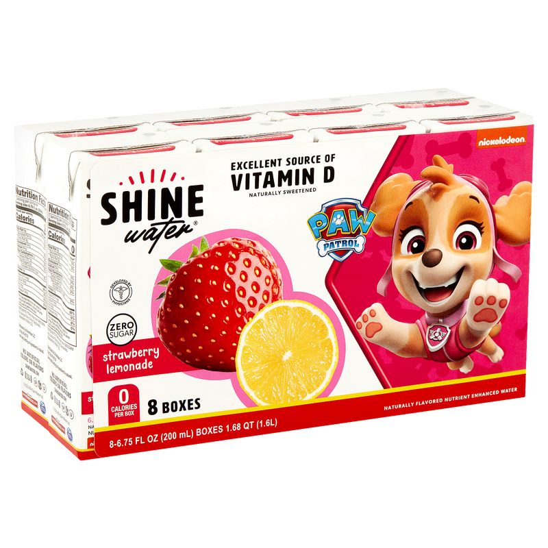 Nickelodeon Shine Water Zero Sugar Strawberry Lemonade Nutrient Enhanced Water, 6.75 fl oz, 8 count