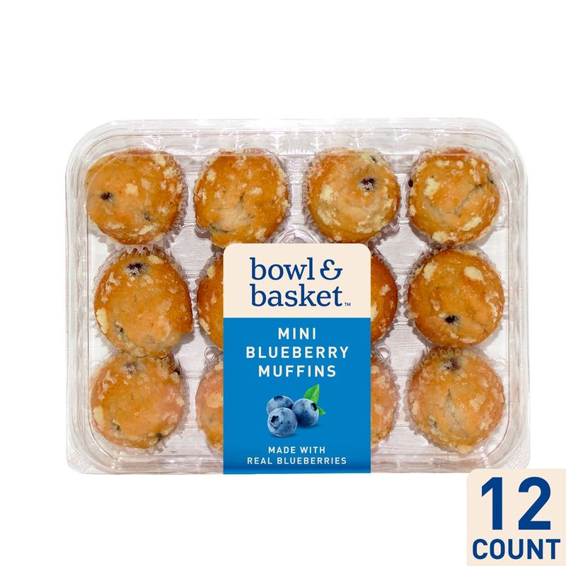 Bowl &amp; Basket Mini Blueberry Muffins, 12 count, 10.5 oz