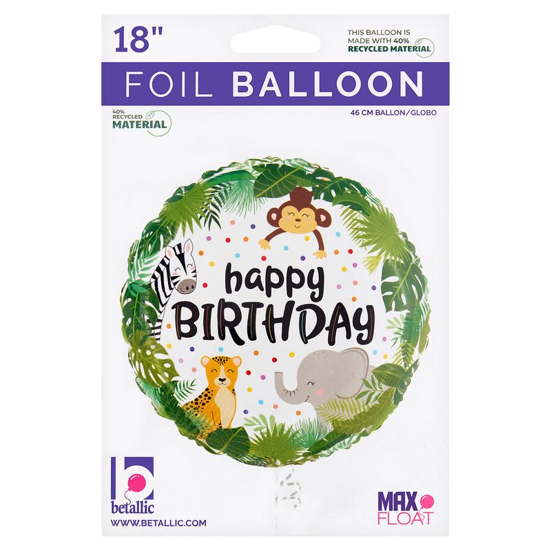 Happy Birthday Jungle Foil Balloon, 18 in, 1 count