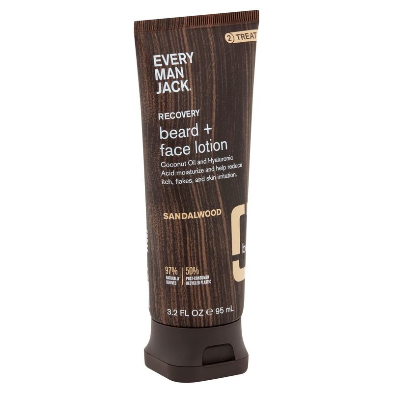 Every Man Jack 2 Treat Recovery Sandalwood Beard + Face Lotion, 3.2 fl oz