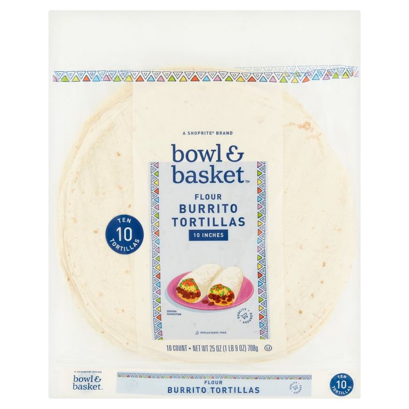 Bowl &amp; Basket 10 Inches Flour Burrito Tortillas, 10 count, 25 oz