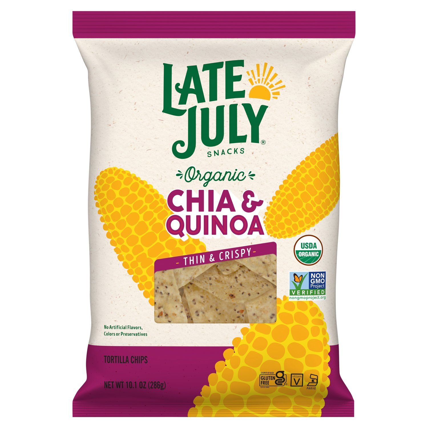 Late July Snacks Organic Chia &amp; Quinoa Tortilla Chips, 10.1 oz