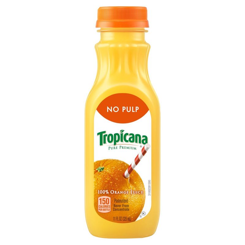 Tropicana Pure Premium Original No Pulp 100% Orange Juice, 11 Fl Oz Bottle