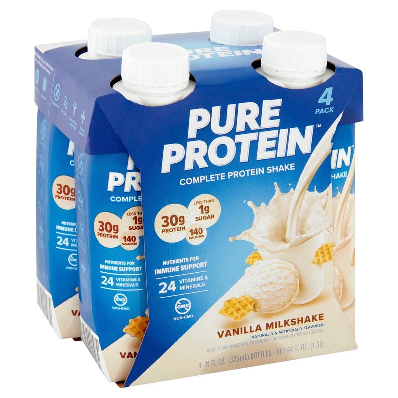 Pure Protein Vanilla Milkshake Complete Protein Shake, 11 fl oz, 4 count