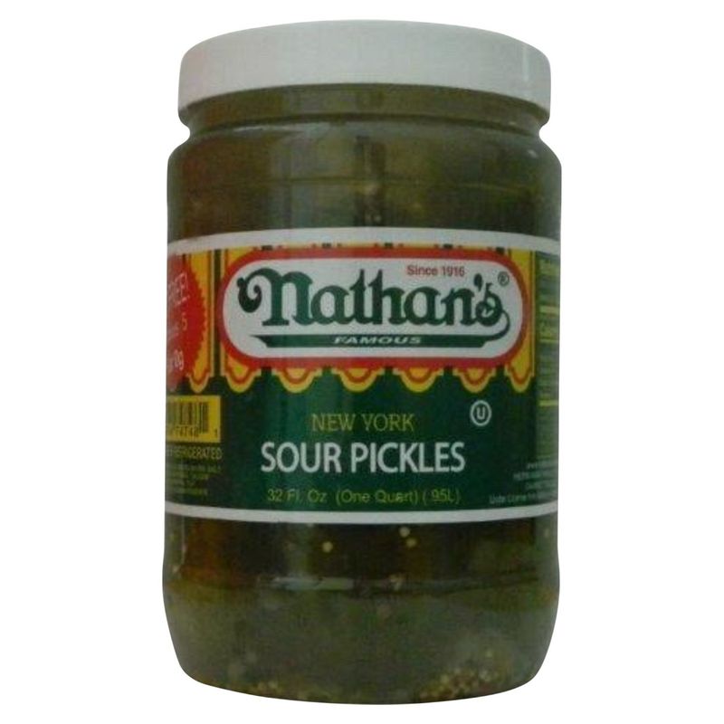 Nathan's Famous New York Sour Pickles, 32 fl oz