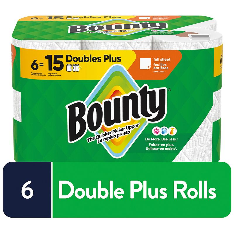 Bounty Doubles Plus Paper Towels Rolls, 6 count