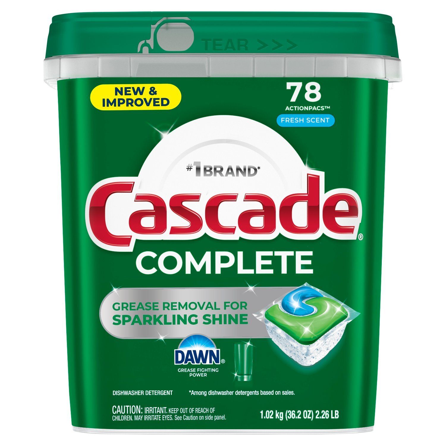 Cascade Complete Fresh Scent Dishwasher Detergent, 78 count, 36.2 oz