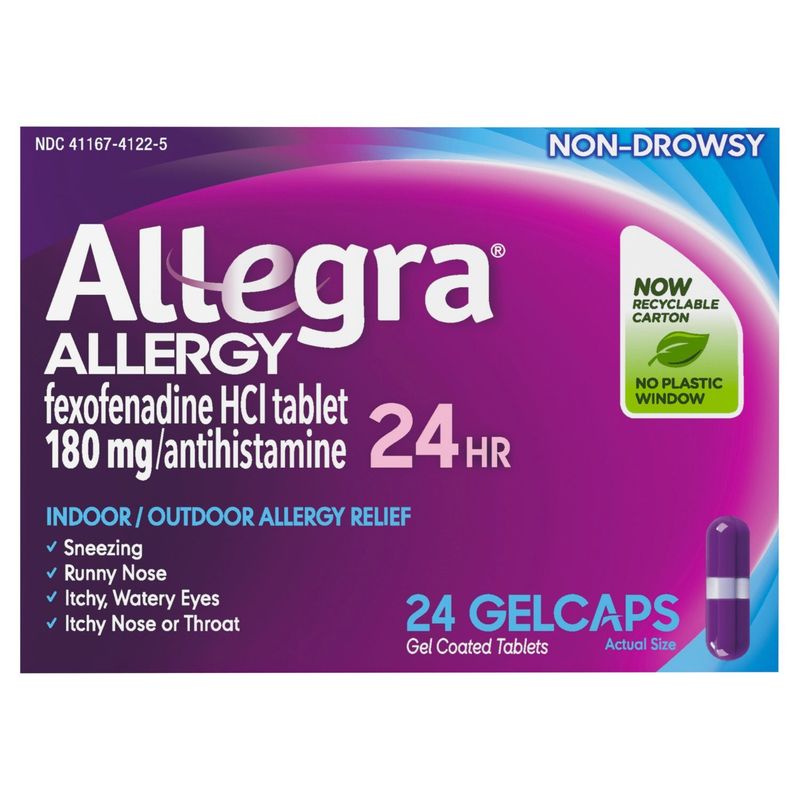 Allegra 24Hr Non-Drowsy Indoor / Outdoor Allergy Relief Gelcaps, 24 count