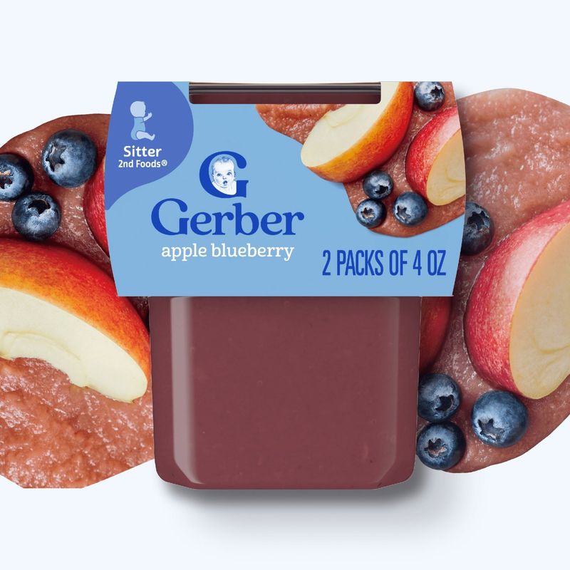 Gerber 2nd Foods Apple Blueberry Baby Food, Sitter, 4 oz, 2 count