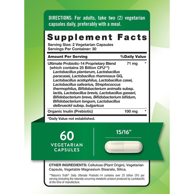 Nature's Truth Daily Ultimate Probiotic-14 Dietary Supplement, 60 count