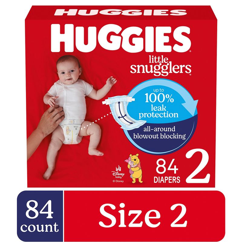 Huggies Little Snugglers Gentle Skin Protection Diapers, Size 2, 12-18 lb, 84 count