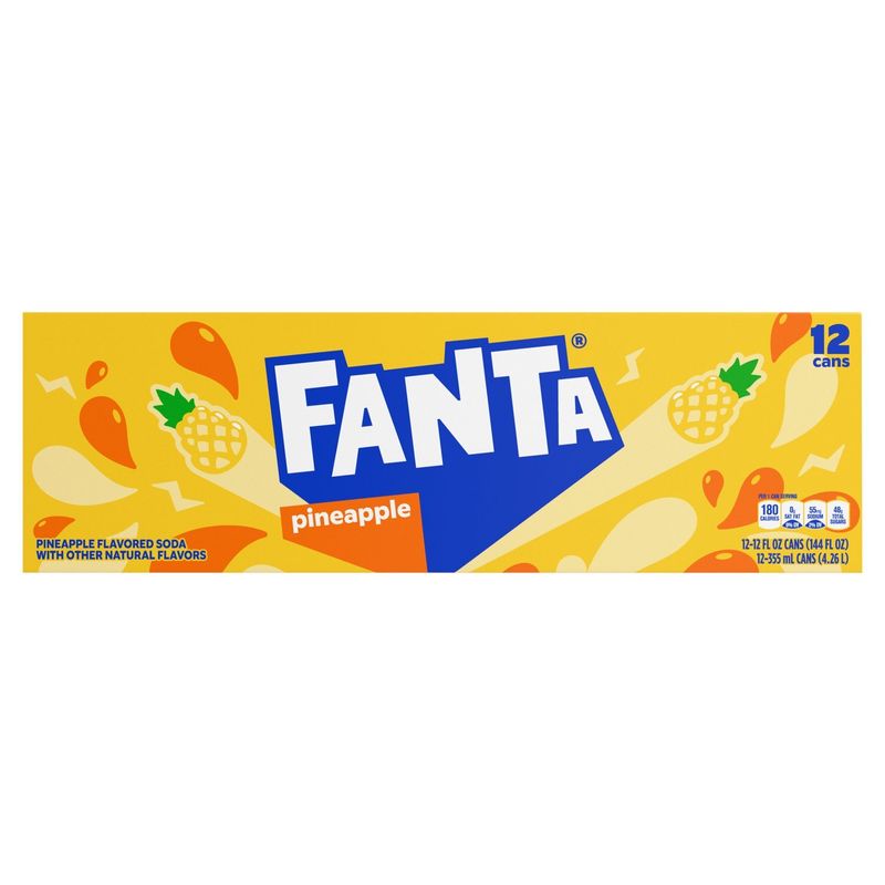 Fanta Pineapple Flavored Soda, 12 fl oz, 12 count