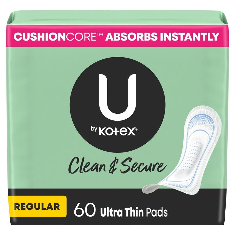 U by Kotex Clean &amp; Secure Regular Ultra Thin Pads, 60 count