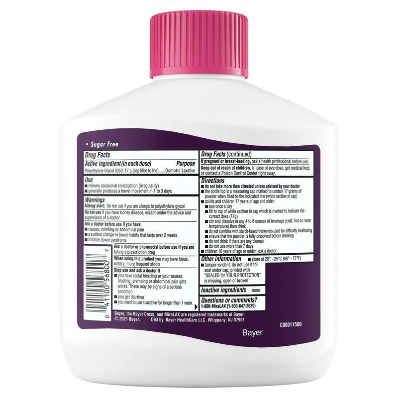 MiraLAX Unflavored Powder Laxative Value Size, 45 count, 26.9 oz