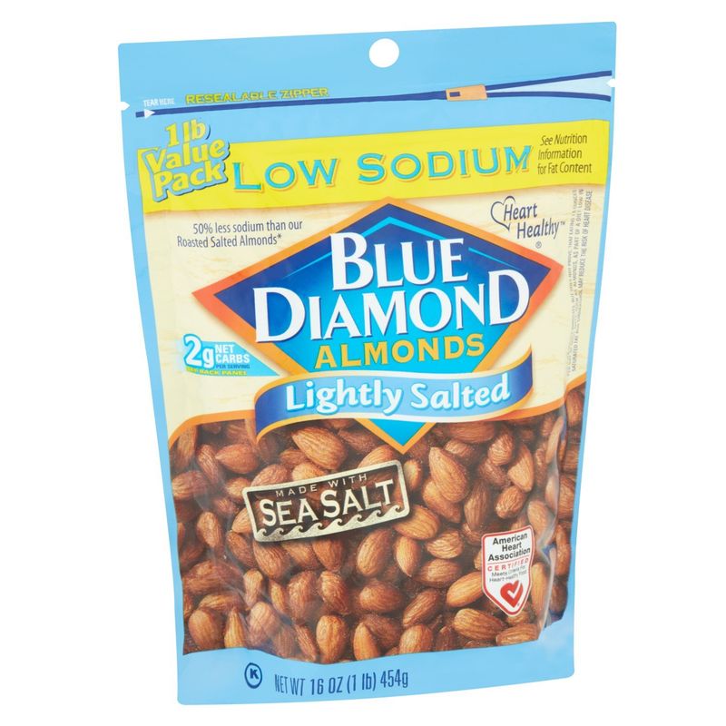 Blue Diamond Almonds Low Sodium Lightly Salted Almonds Value Pack, 16 oz