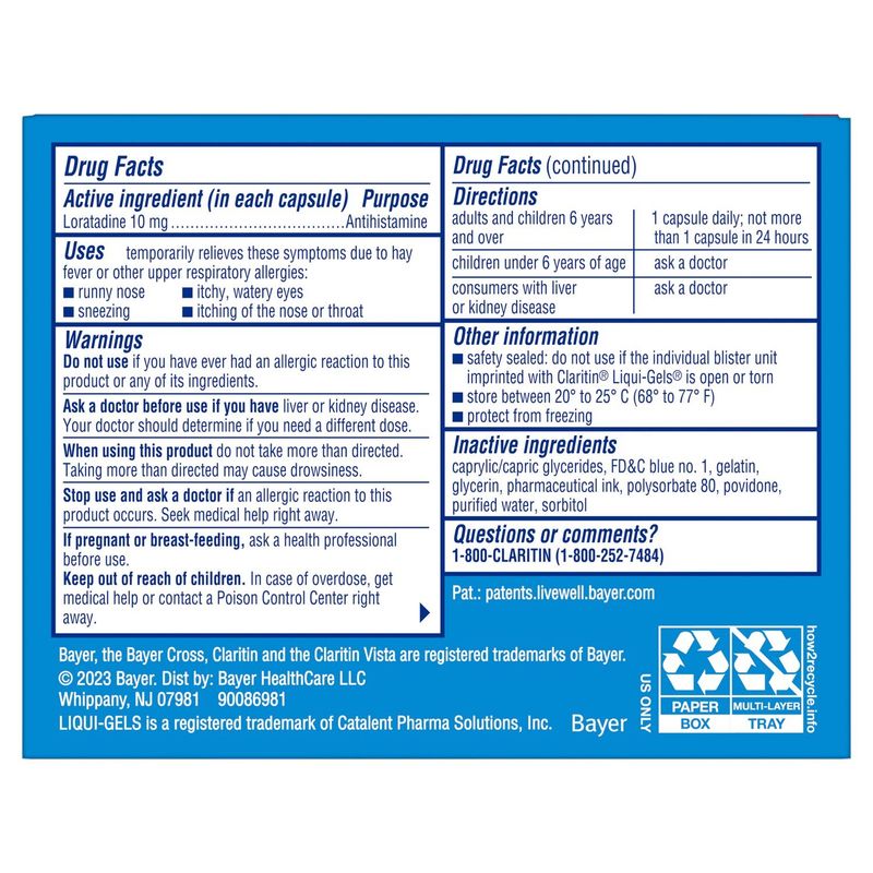 Claritin Liqui-Gels 24 Hour Non-Drowsy Liquid-Filled Capsules Value Size!, 10 mg, 60 count