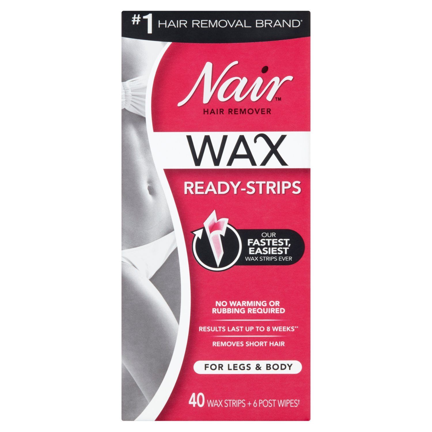 Nair Ready-Strips Hair Remover Wax for Legs &amp; Body, 40 count