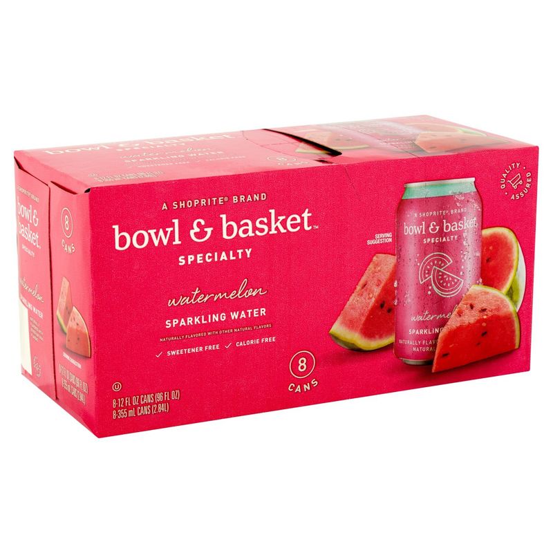 Bowl &amp; Basket Specialty Watermelon Sparkling Water, 12 fl oz, 8 count