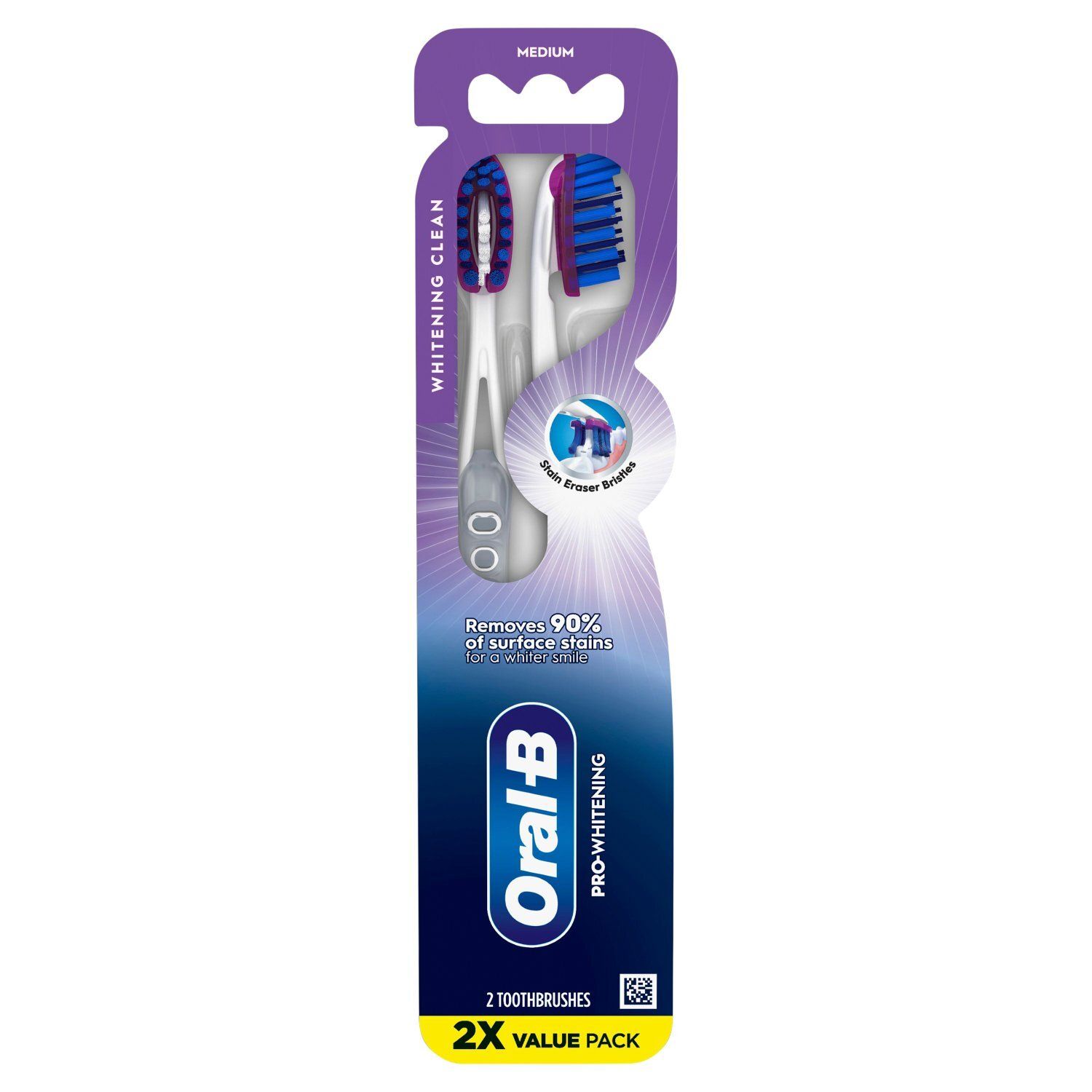 Oral-B Pro-Whitening Clean Medium Toothbrushes Value Pack, 2 count