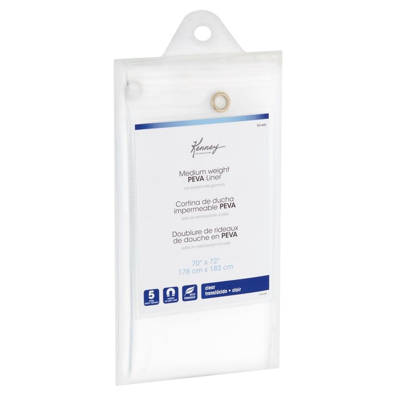 Kenney Clear Medium Weight PEVA Shower Liner, 70" x 72"