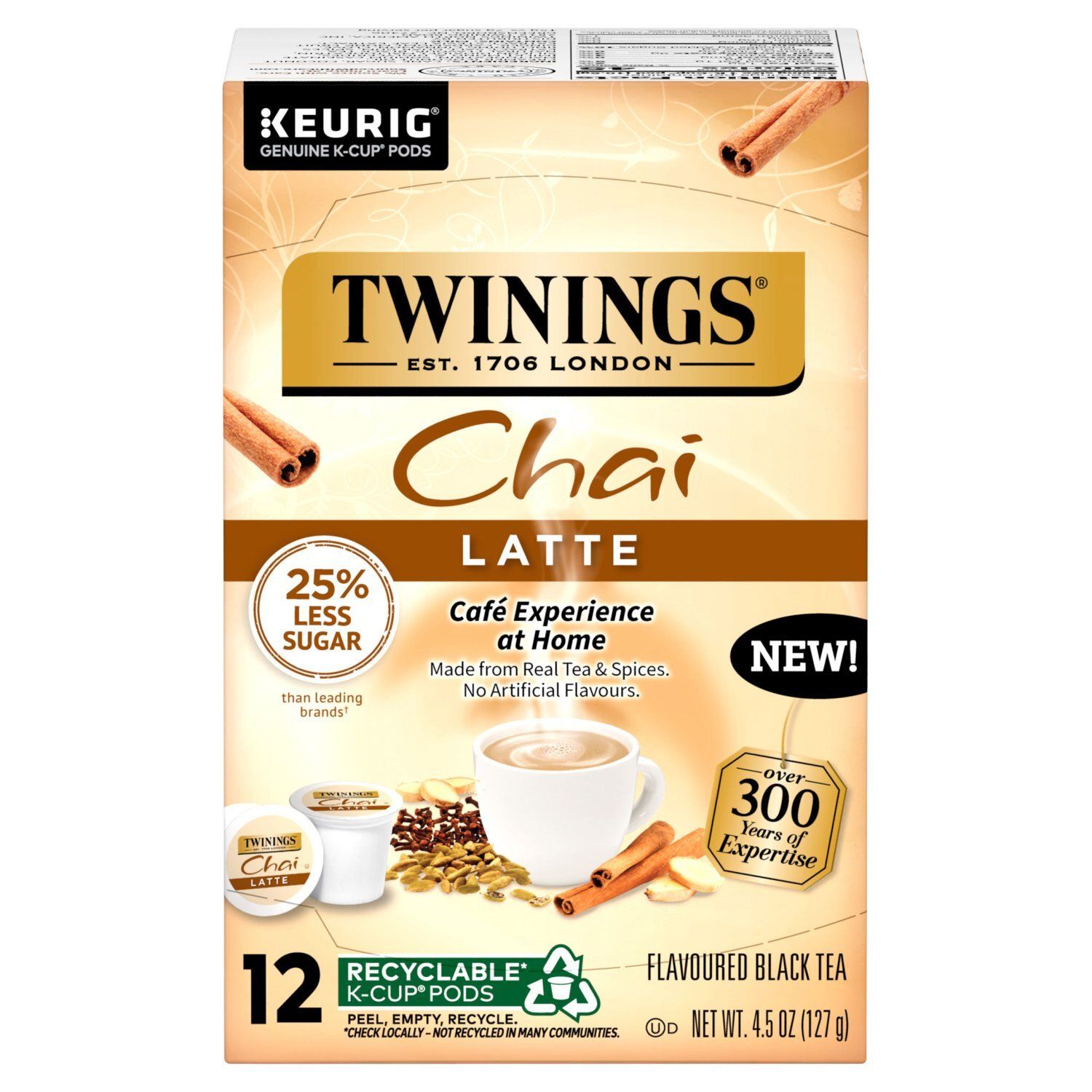 Twinings Chai Latte Flavoured Black Tea K-Cup Pods, 12 count, 4.5 oz