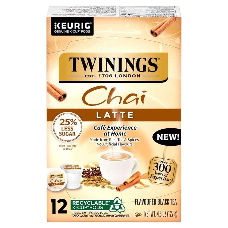 Twinings Chai Latte Flavoured Black Tea K-Cup Pods, 12 count, 4.5 oz