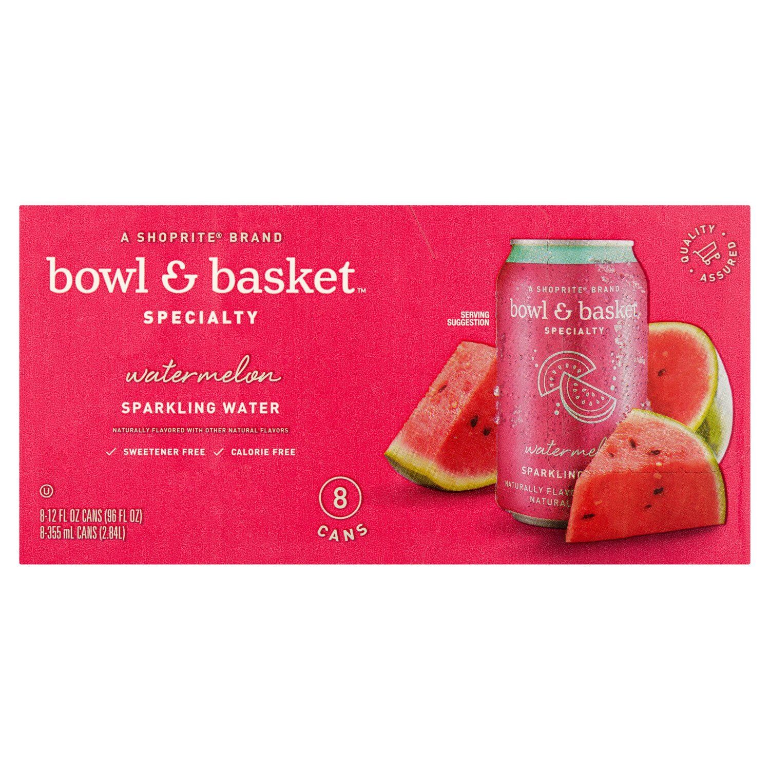 Bowl &amp; Basket Specialty Watermelon Sparkling Water, 12 fl oz, 8 count