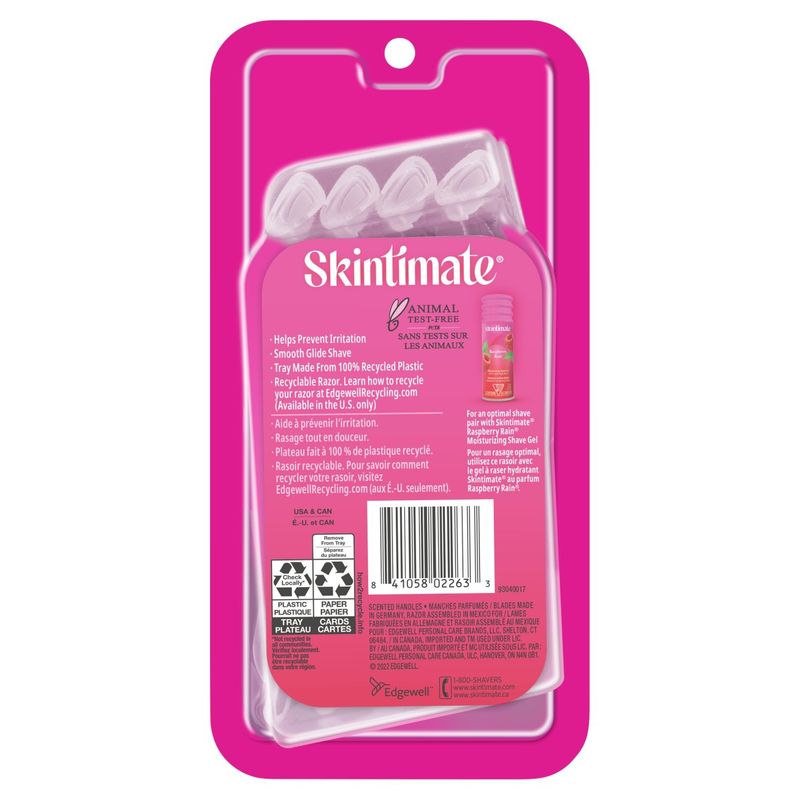 Skintimate Raspberry Rain Scented Disposable Razor, 4 count